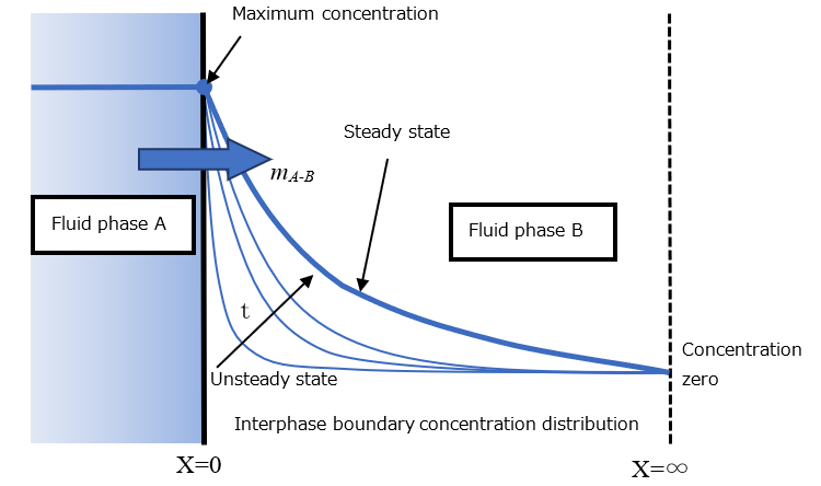 Figure 4.2: Interphase mass transfer